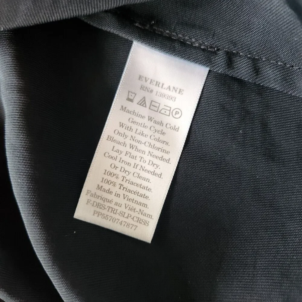 Everlane Black Japanese Crossback Slip Midi Dress Size 12 Sleek Minimalist - Picture 8 of 10